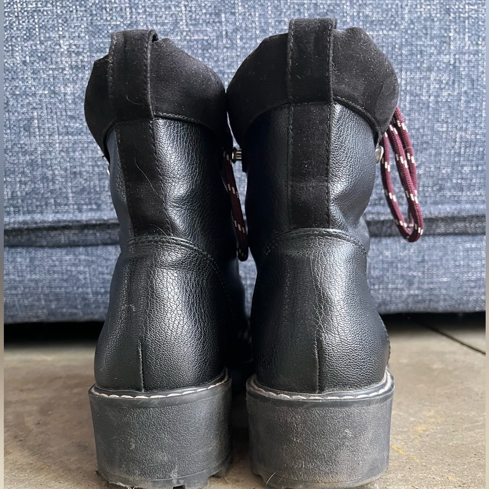 H&M Black Pleather Combat  Lace-Up Boots - Picture 3 of 6